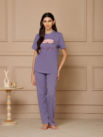 Purple Haze T-Shirt Night Suit Set (Pyajama Set)