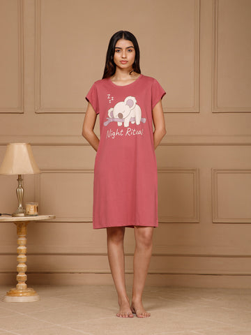 Cotton Knee Length Night Dress (3109-3)