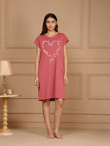 Cotton Knee Length Night Dress (3108-2)