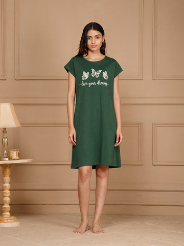 Cotton Knee Length Night Dress (3107-2)