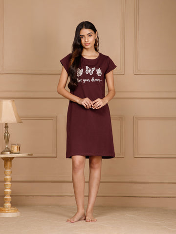 Cotton Knee Length Night Dress (3107-1)