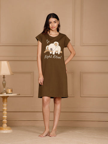Cotton Knee Length Night Dress (3109-1)