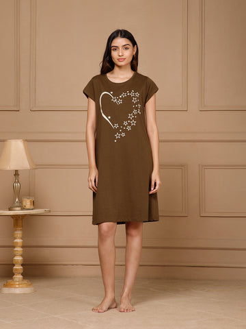 Cotton Knee Length Night Dress (3108-1)