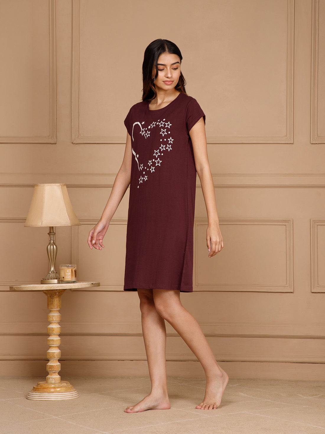 Cotton Knee Length Night Dress (3108-3)