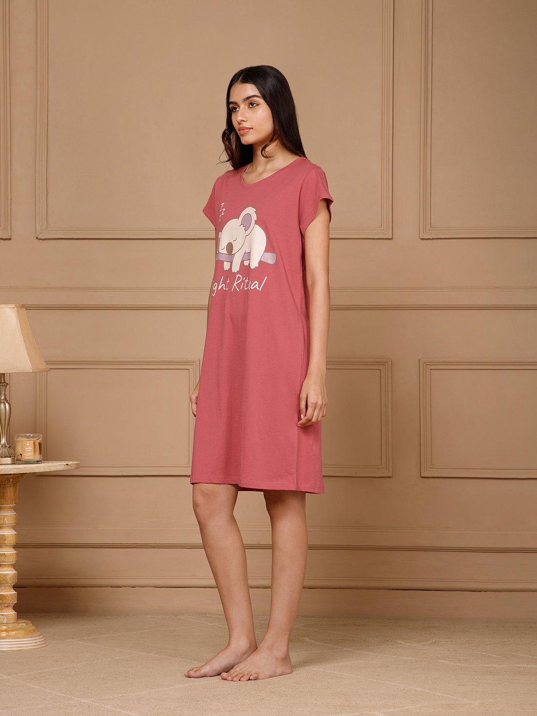 Cotton Knee Length Night Dress (3109-3)