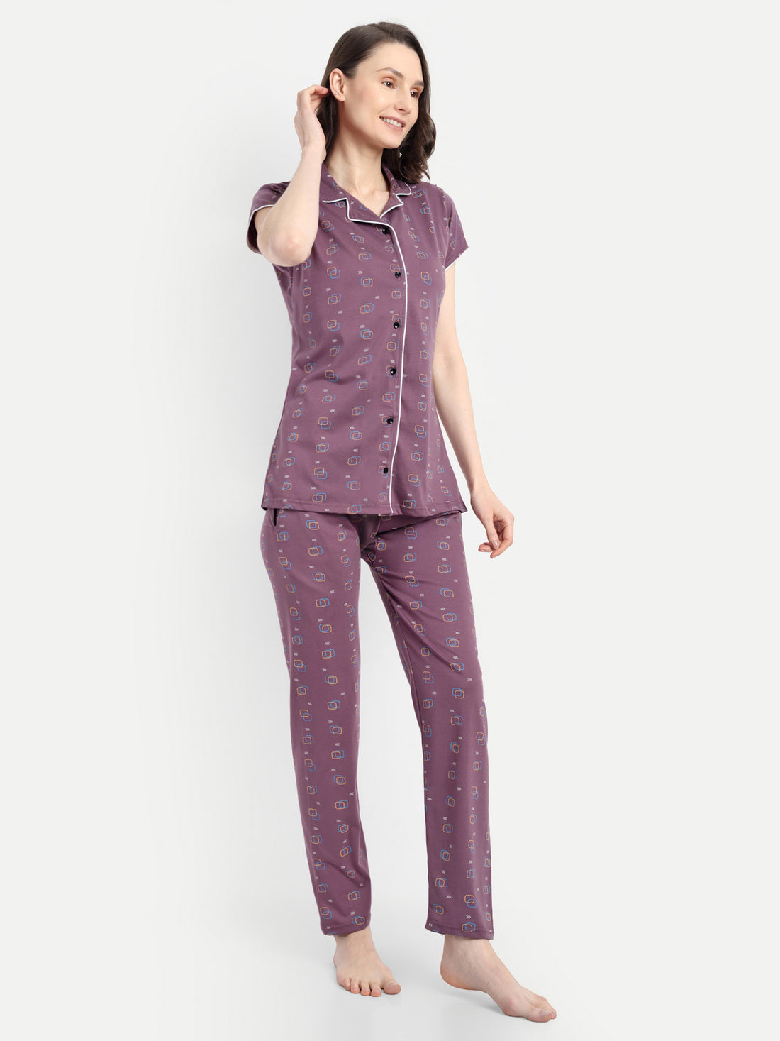 Women's Cotton Square Night Suit Set (919)