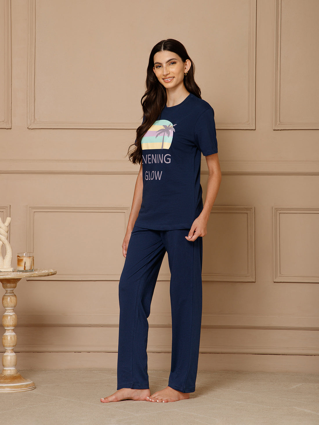Blue T-Shirt Night Suit Set (Pyajama Set)