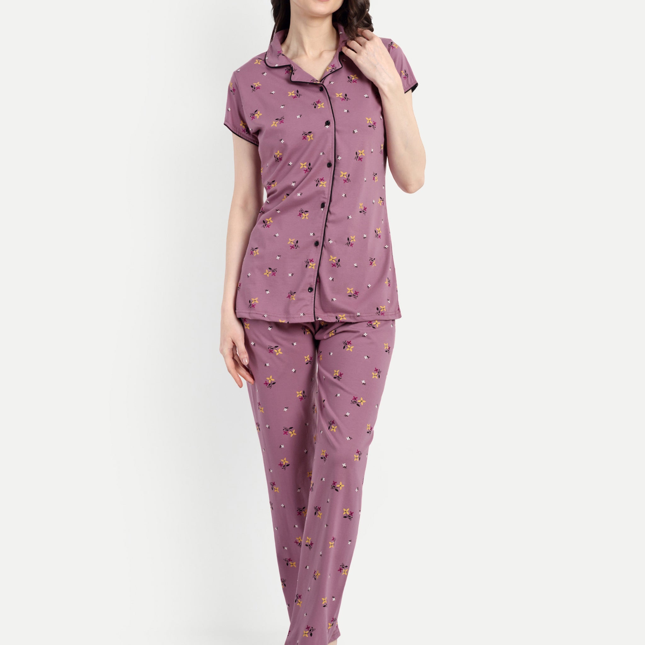 Women's Cotton Flower Printed Night Suit Set (917)