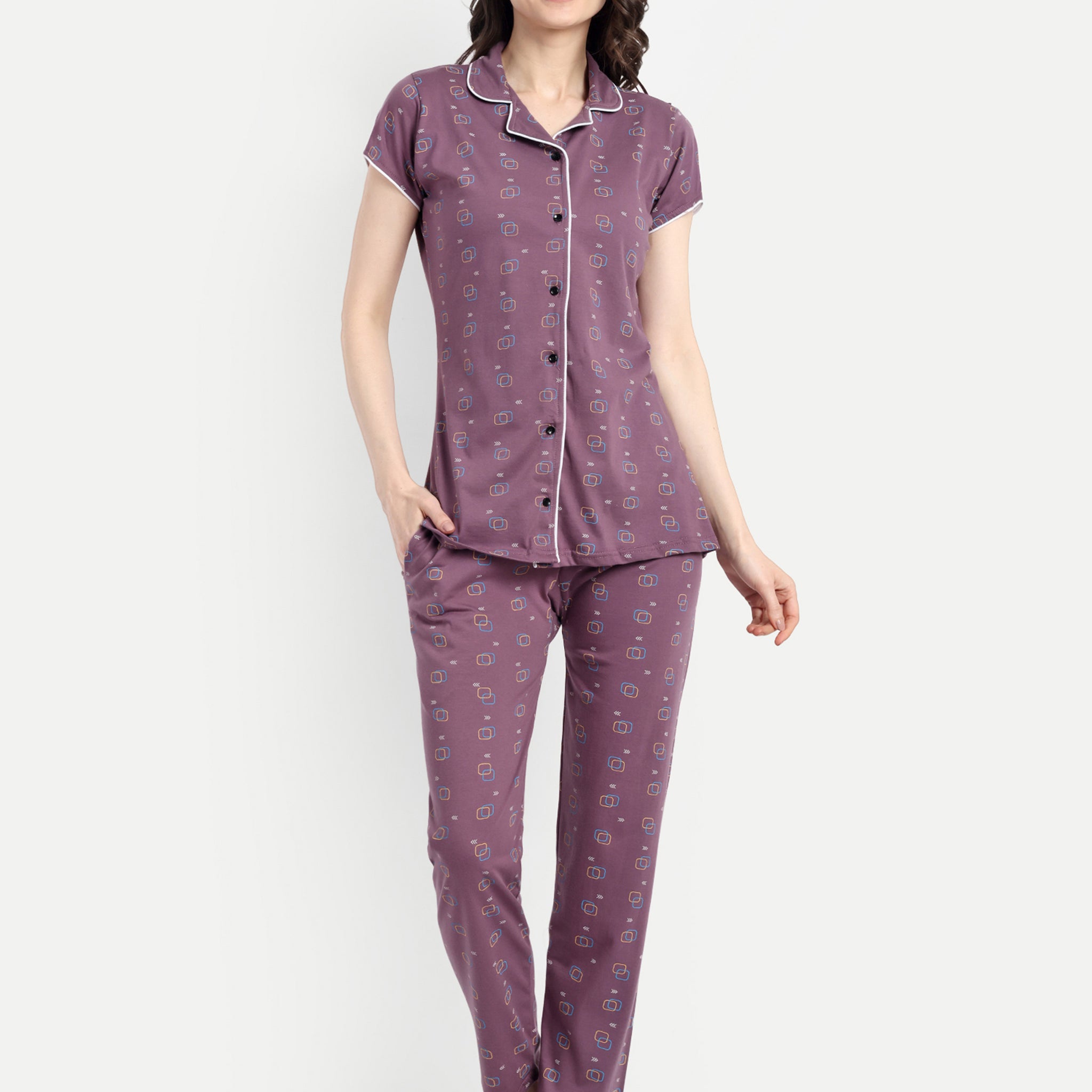 Women's Cotton Square Night Suit Set (919)